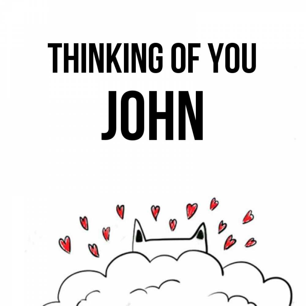 Greetings card с именем, John Thinking of you кот за облаком Greetings with text for free download 