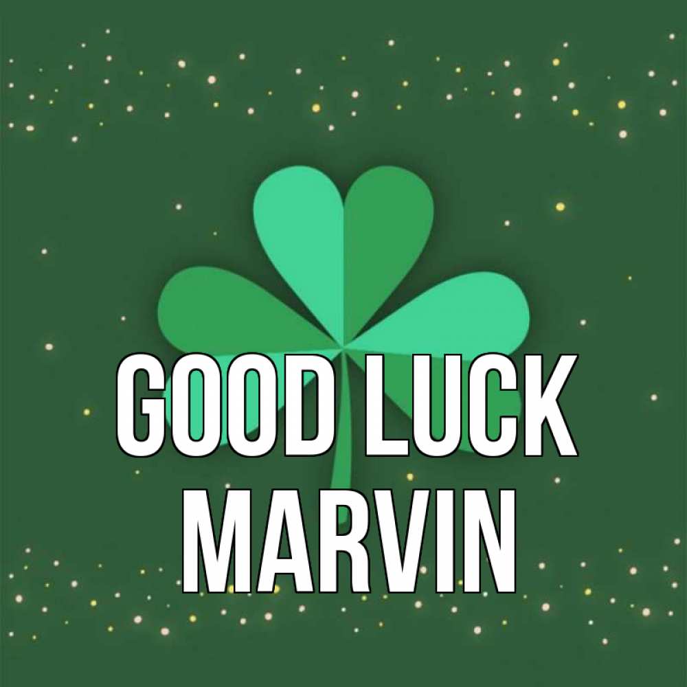 Greetings card с именем, Marvin Good luck лист клевера Greetings with text for free download 