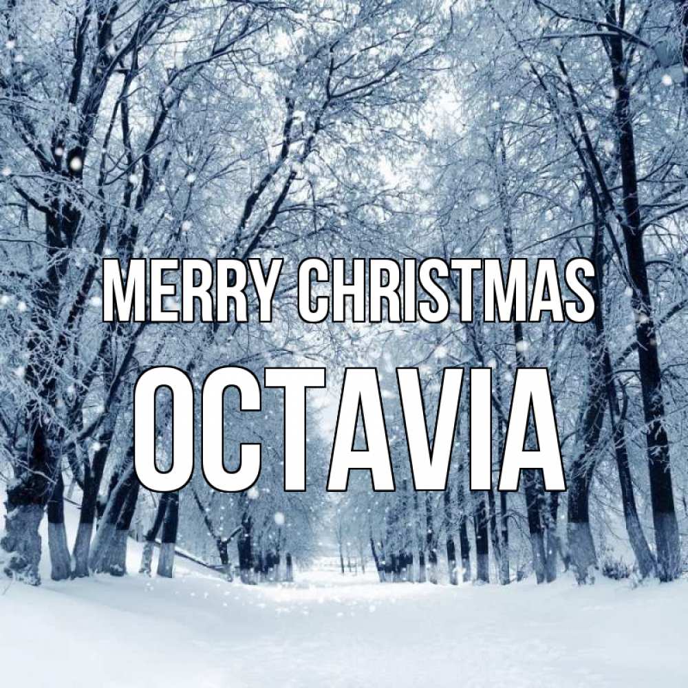 Greetings card с именем, Octavia Merry Christmas снег, лес, парк Greetings with text for free download 