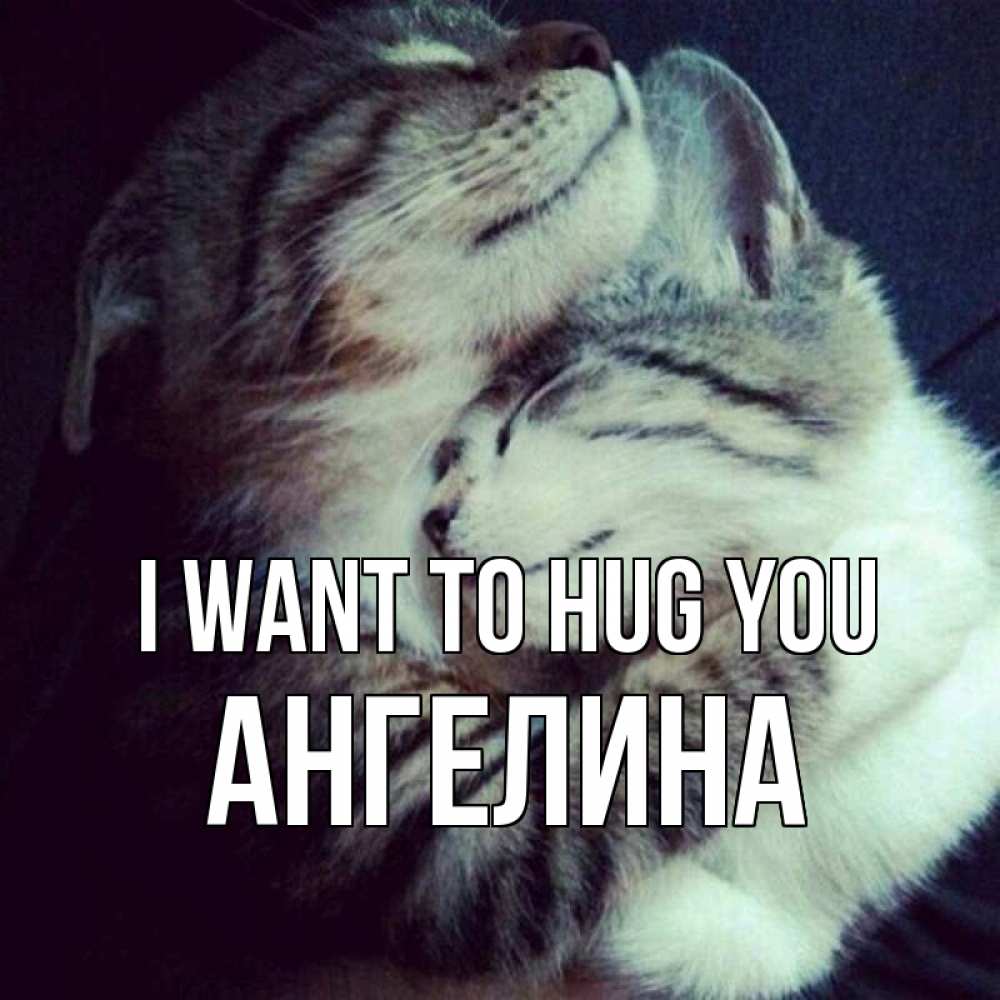 Greetings card с именем, Ангелина I want to hug you полосатики Greetings with text for free download 
