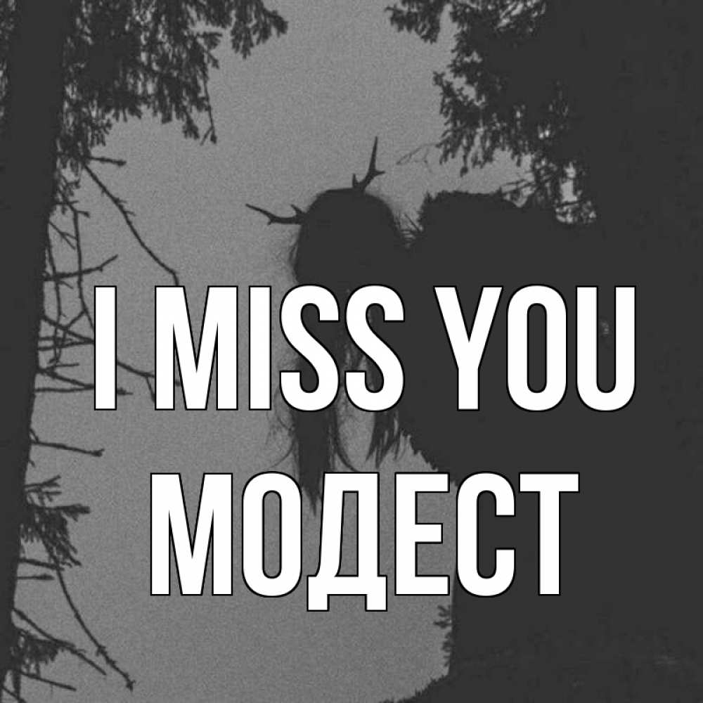Greetings card с именем, Модест I miss you пугаю Greetings with text for free download 