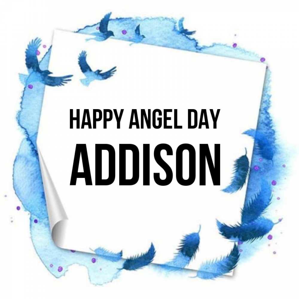 Greetings card с именем, Addison happy angel day красивые птицы летят Greetings with text for free download 