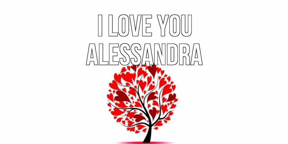 Greetings card с именем, Alessandra I love you дерево, листья Greetings with text for free download 