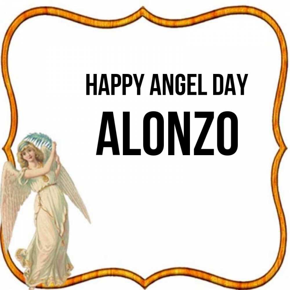 Greetings card с именем, Alonzo happy angel day рамочка простая Greetings with text for free download 