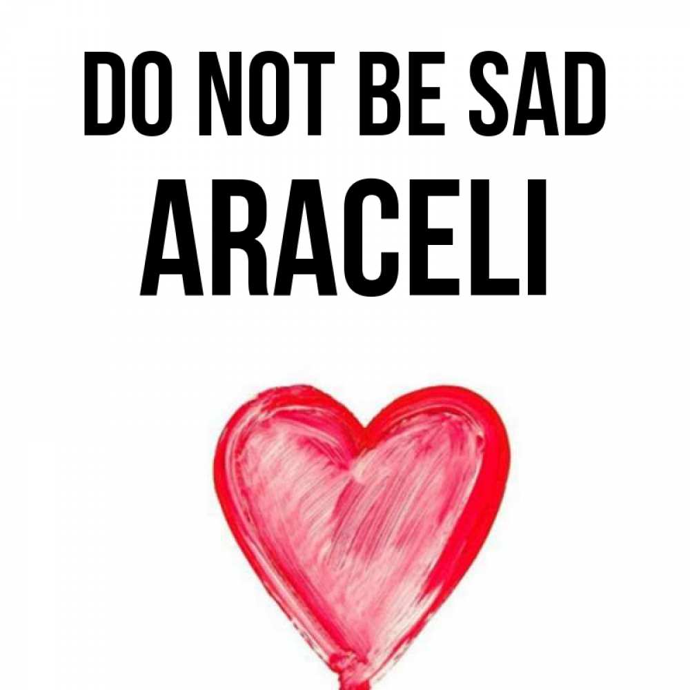 Greetings card с именем, Araceli Do not be sad сердечко Greetings with text for free download 