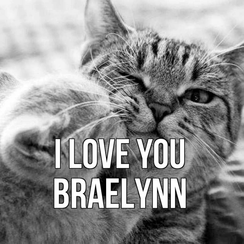 Greetings card с именем, Braelynn I love you коты Greetings with text for free download 
