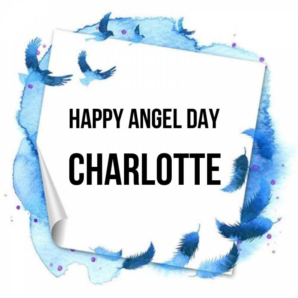 Greetings card с именем, Charlotte happy angel day красивые птицы летят Greetings with text for free download 