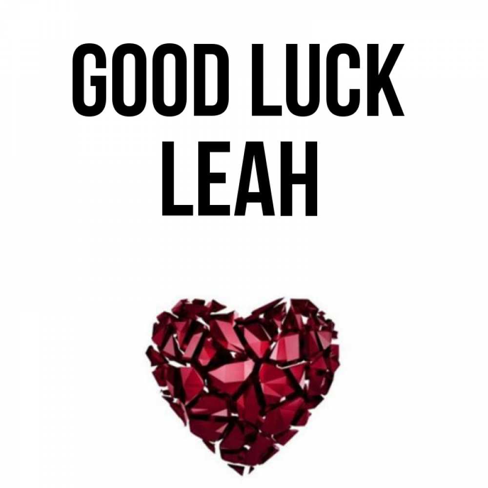 Greetings card с именем, Leah Good luck бордовое из кристаллов  1 Greetings with text for free download 