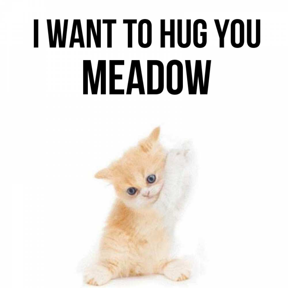 Greetings card с именем, Meadow I want to hug you я хочу очень скорее обнимаешек Greetings with text for free download 