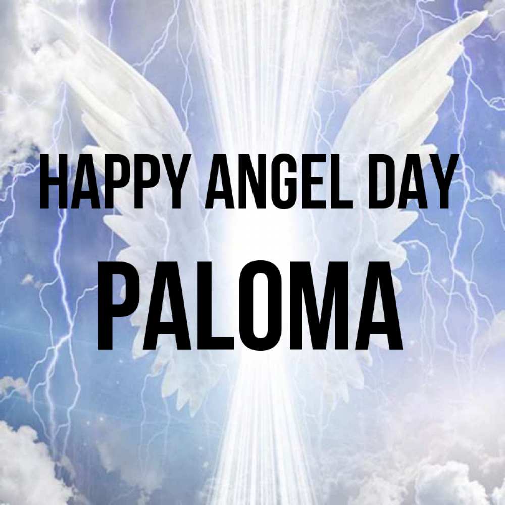 Greetings card с именем, Paloma happy angel day молнии на небе и свет Greetings with text for free download 