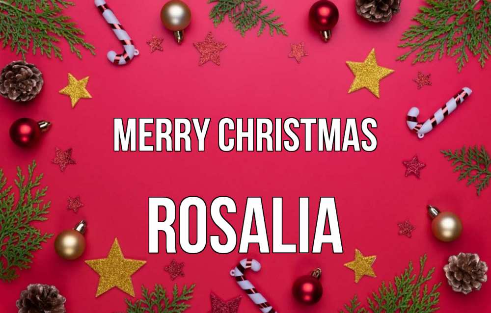 Greetings card с именем, Rosalia Merry Christmas с рождеством Greetings with text for free download 