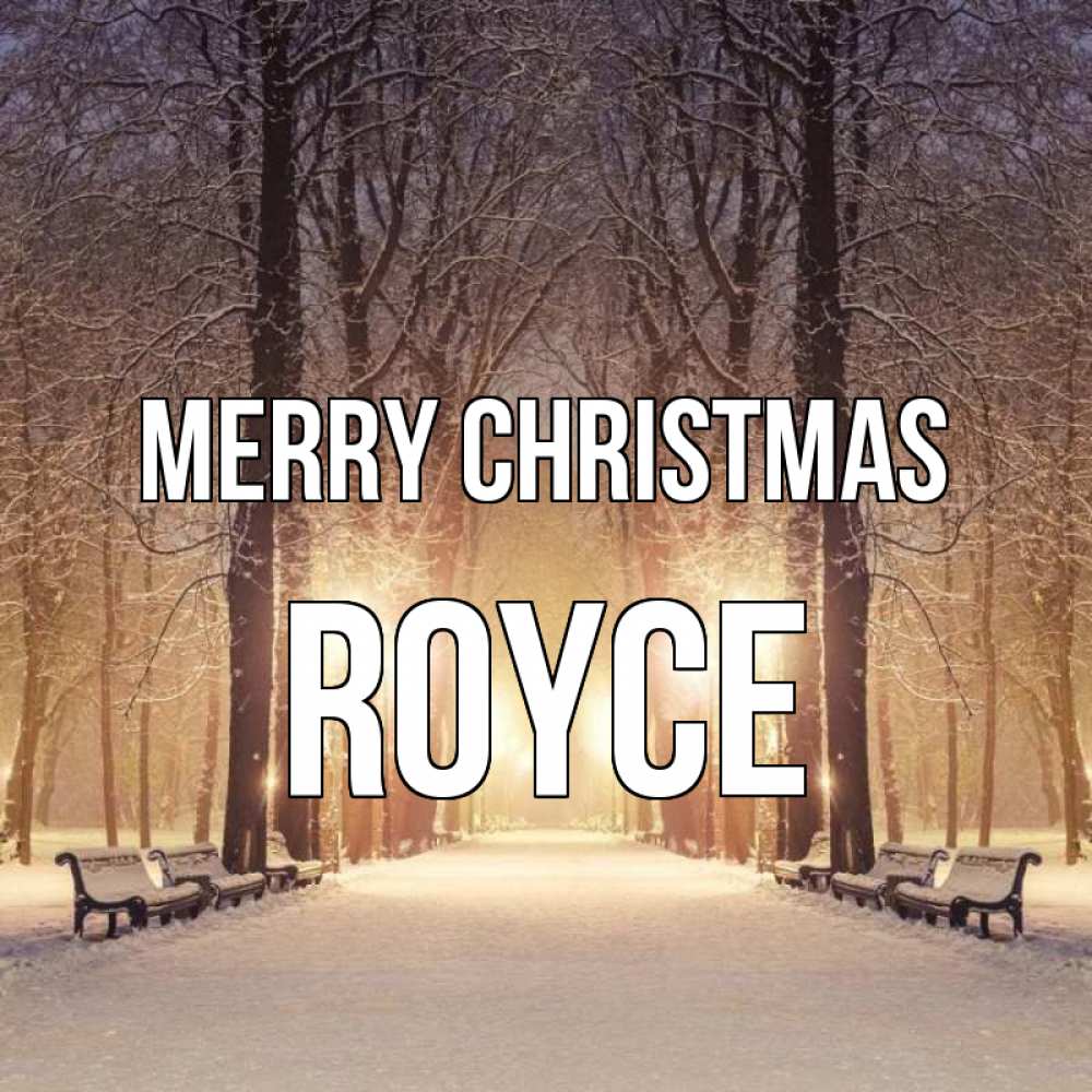 Greetings card с именем, Royce Merry Christmas зима, парк, фонарь, лес Greetings with text for free download 