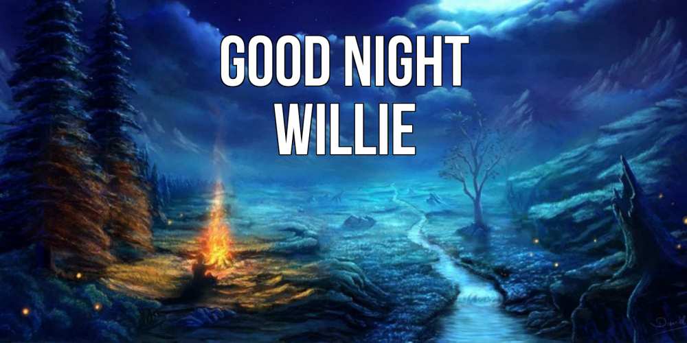 Greetings card с именем, Willie Good night спокойной ночи красивая картинка с подписью Greetings with text for free download 
