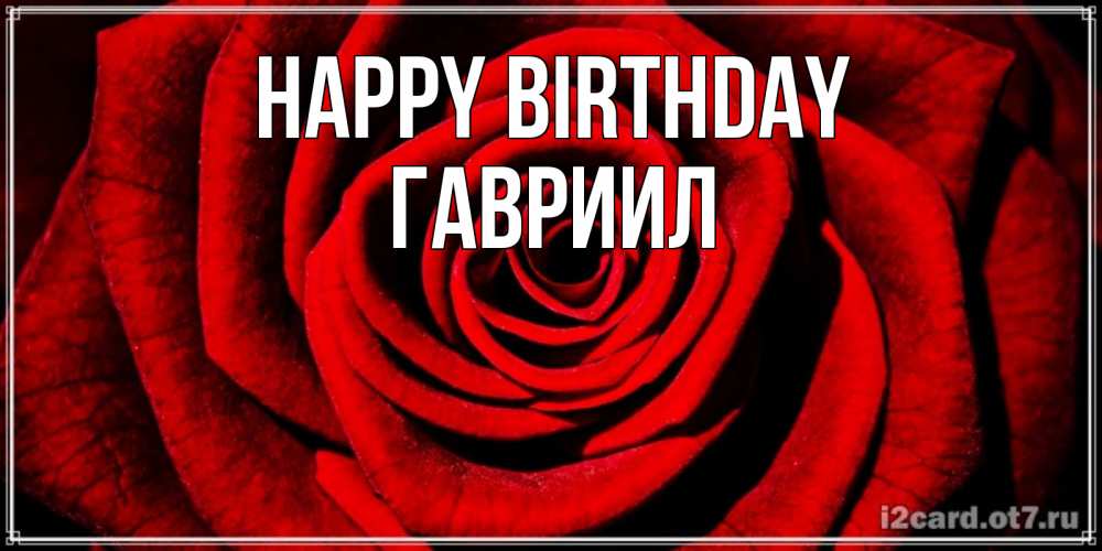 Greetings card с именем, Гавриил Happy Birthday алая роза Greetings with text for free download 