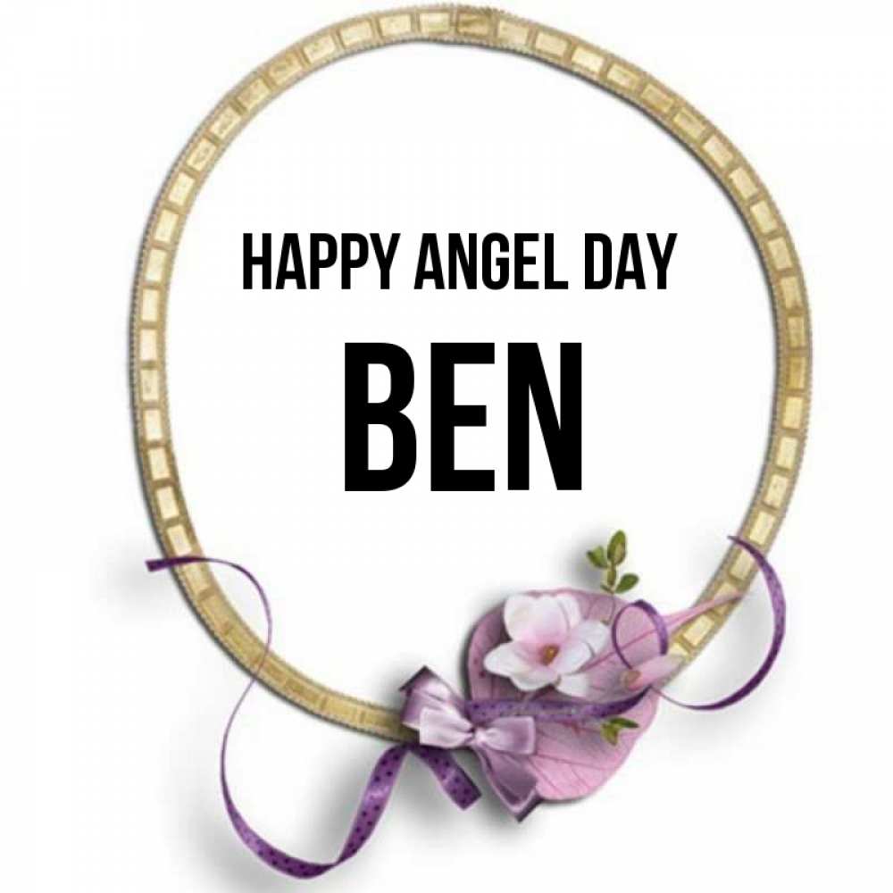 Greetings card с именем, Ben happy angel day золотая рамочка Greetings with text for free download 