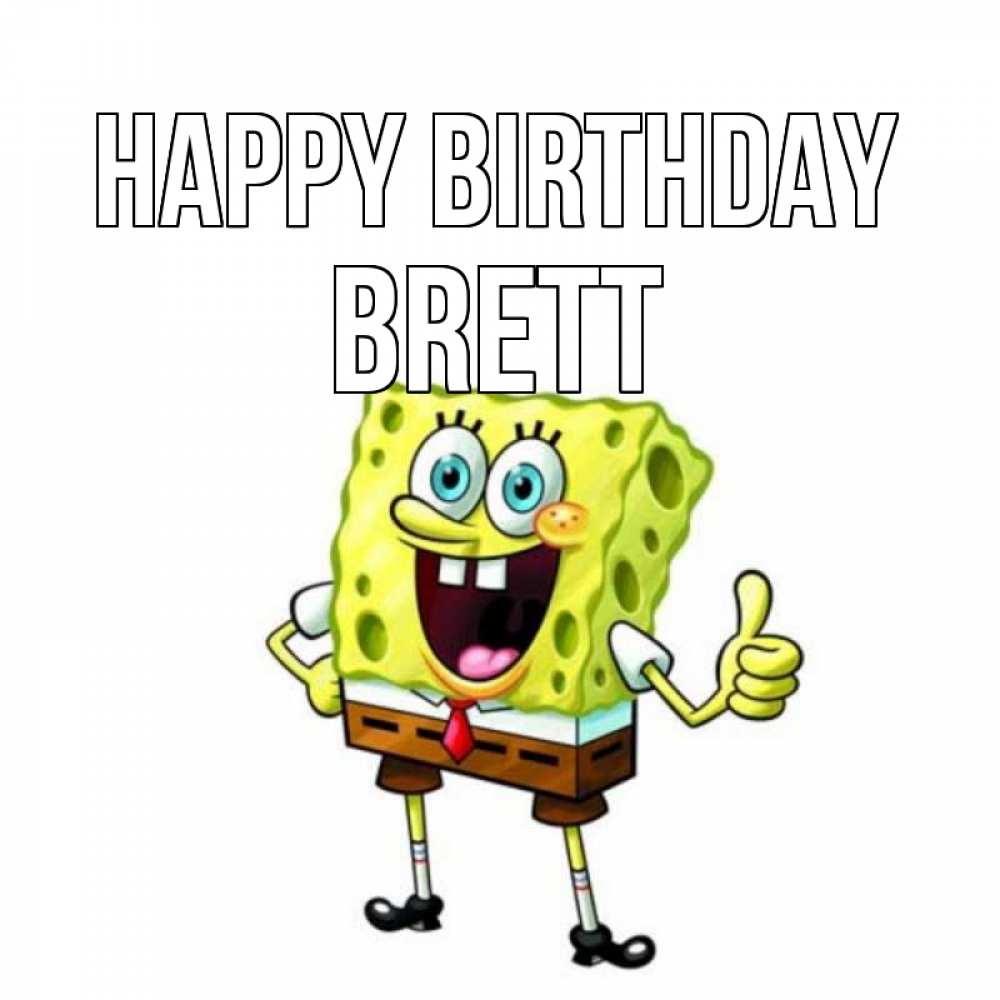 Greetings card с именем, Brett Happy Birthday герои мультфильмов Greetings with text for free download 