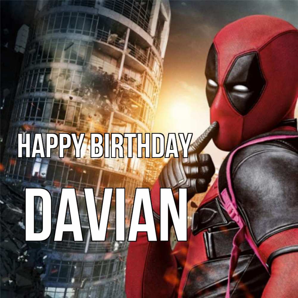 Greetings card с именем, Davian Happy Birthday с супергероями Greetings with text for free download 