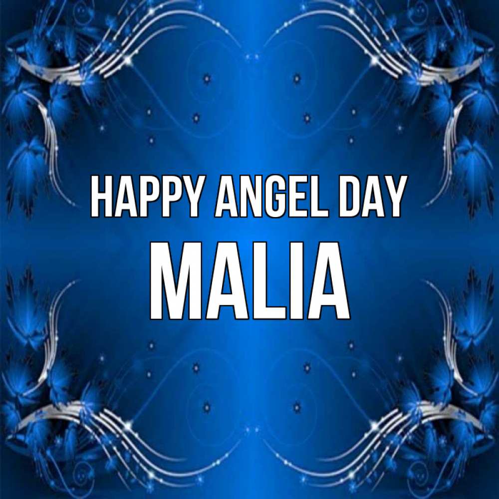 Greetings card с именем, Malia happy angel day красивая рамочка с узорами Greetings with text for free download 
