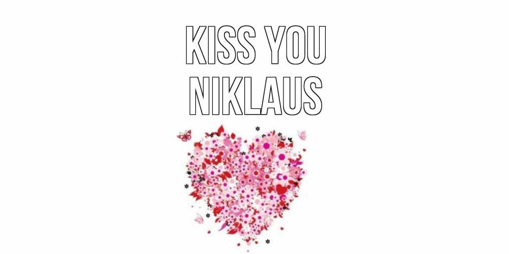Greetings card с именем, Niklaus Kiss you сердце Greetings with text for free download 