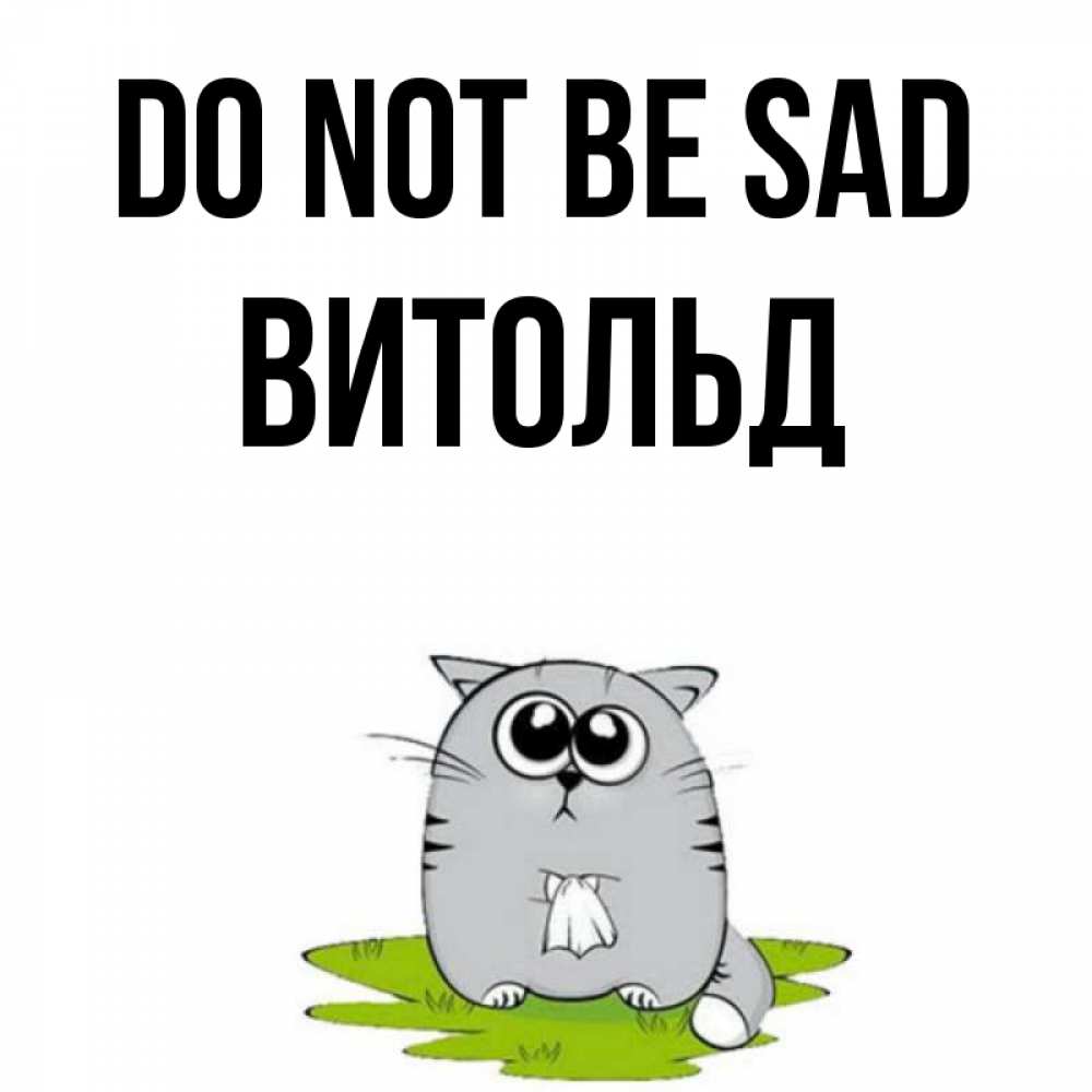 Greetings card с именем, Витольд Do not be sad грустный котяра Greetings with text for free download 