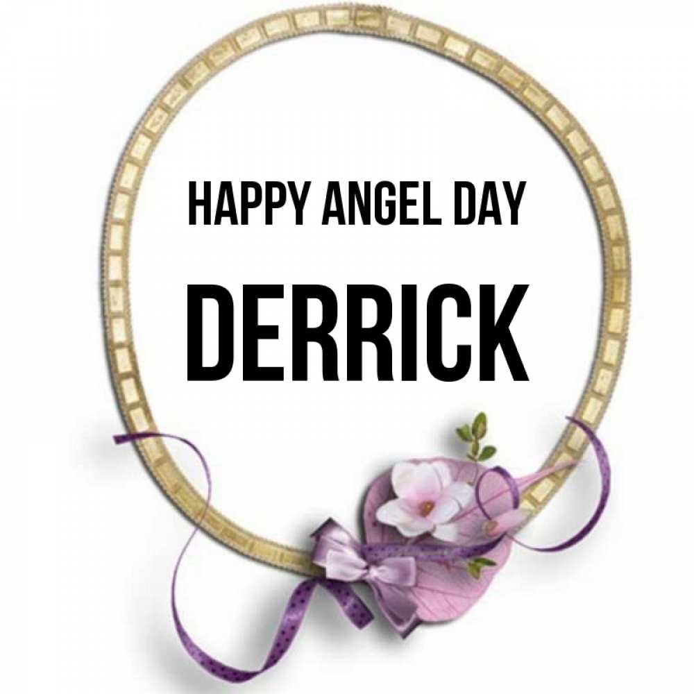 Greetings card с именем, Derrick happy angel day золотая рамочка Greetings with text for free download 
