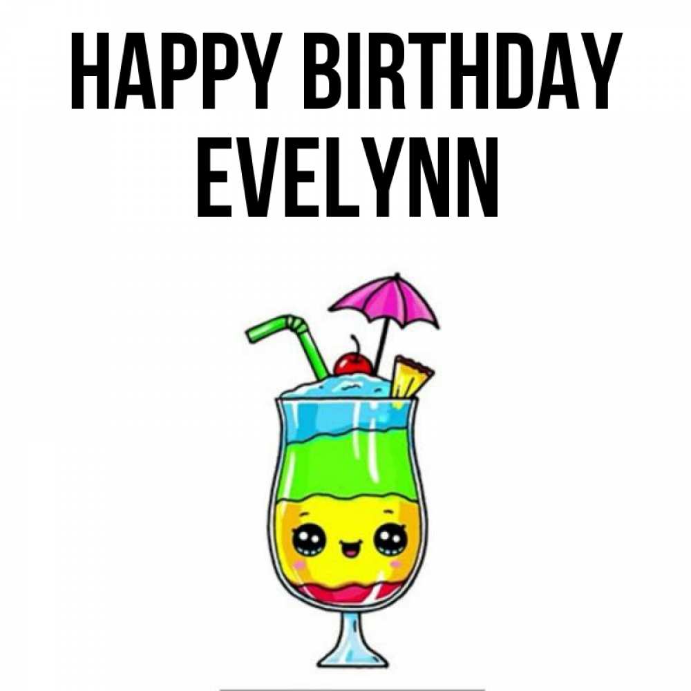 Greetings card с именем, Evelynn Happy Birthday с зонтиком Greetings with text for free download 