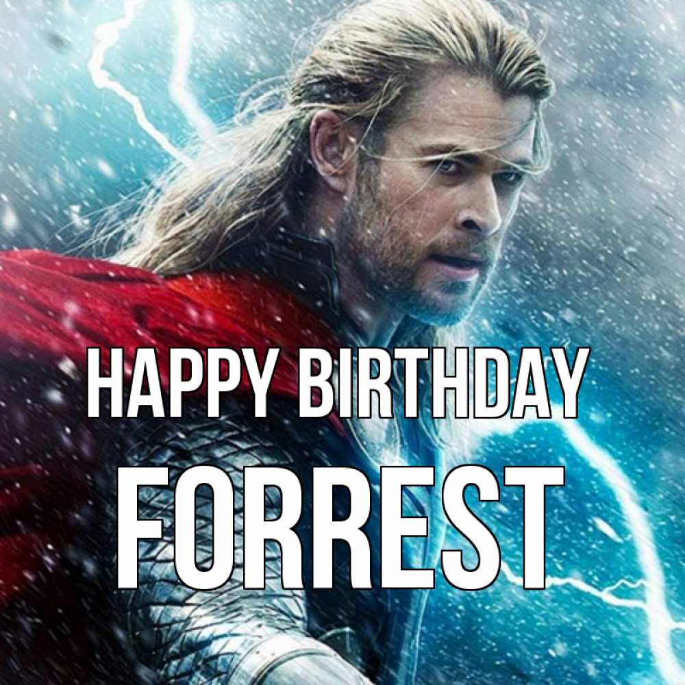 Greetings card с именем, Forrest Happy Birthday марвел боги Greetings with text for free download 