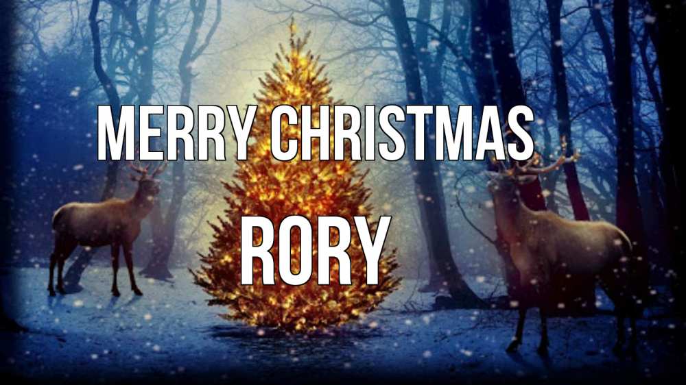 Greetings card с именем, Rory Merry Christmas олени, новогодняя елка Greetings with text for free download 