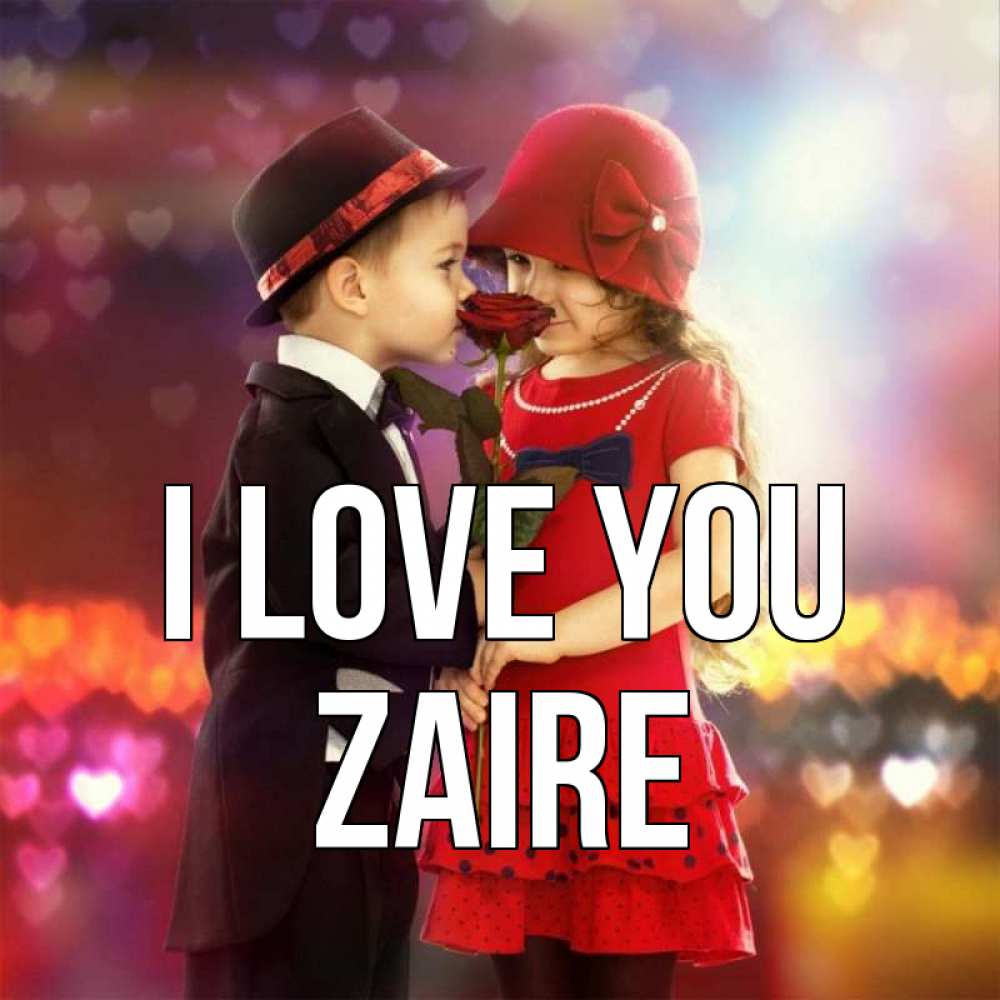 Greetings card с именем, Zaire I love you черное и красное и роза Greetings with text for free download 