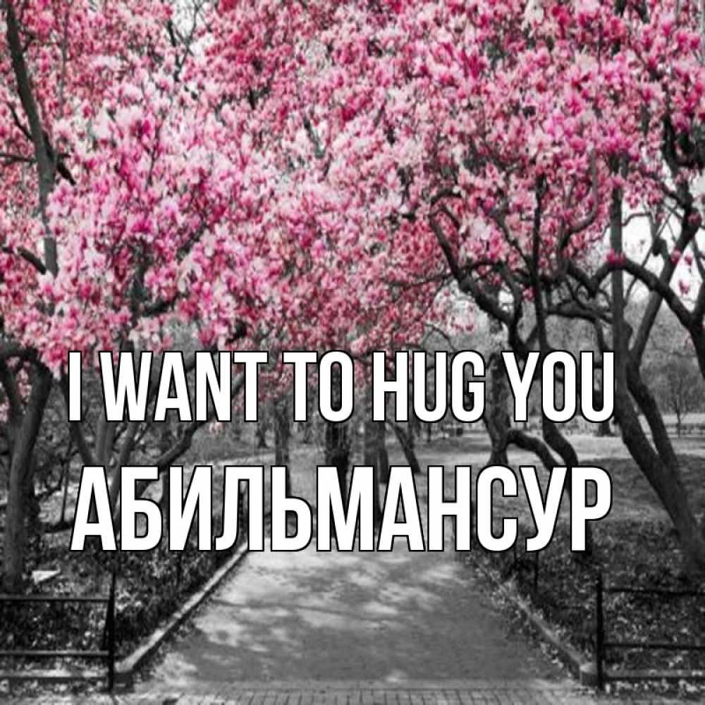 Greetings card с именем, Абильмансур I want to hug you обработанное фото Greetings with text for free download 