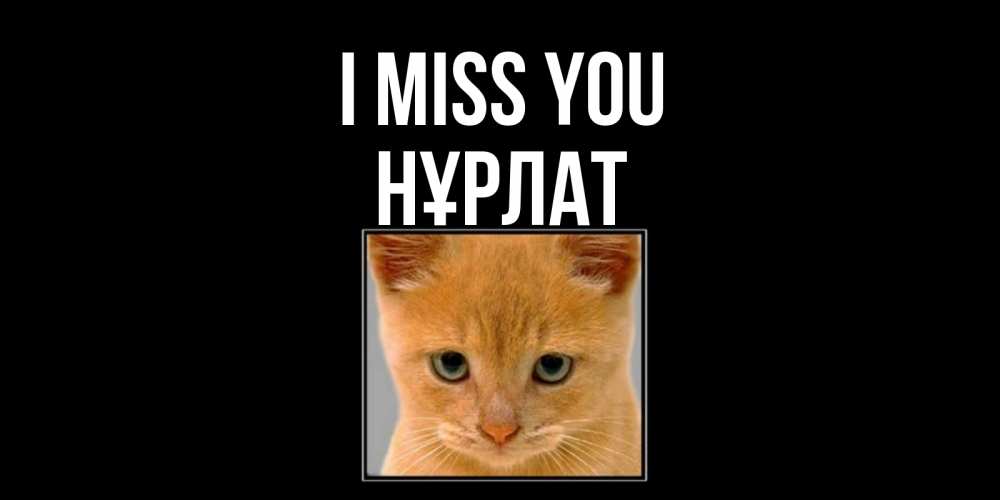 Greetings card с именем, НҰРЛАТ I miss you открытки рыжий котенок скучает по тебе Greetings with text for free download 