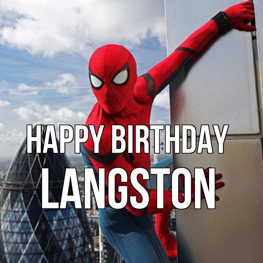 Greetings card с именем, Langston Happy Birthday Марвел Greetings with text for free download 