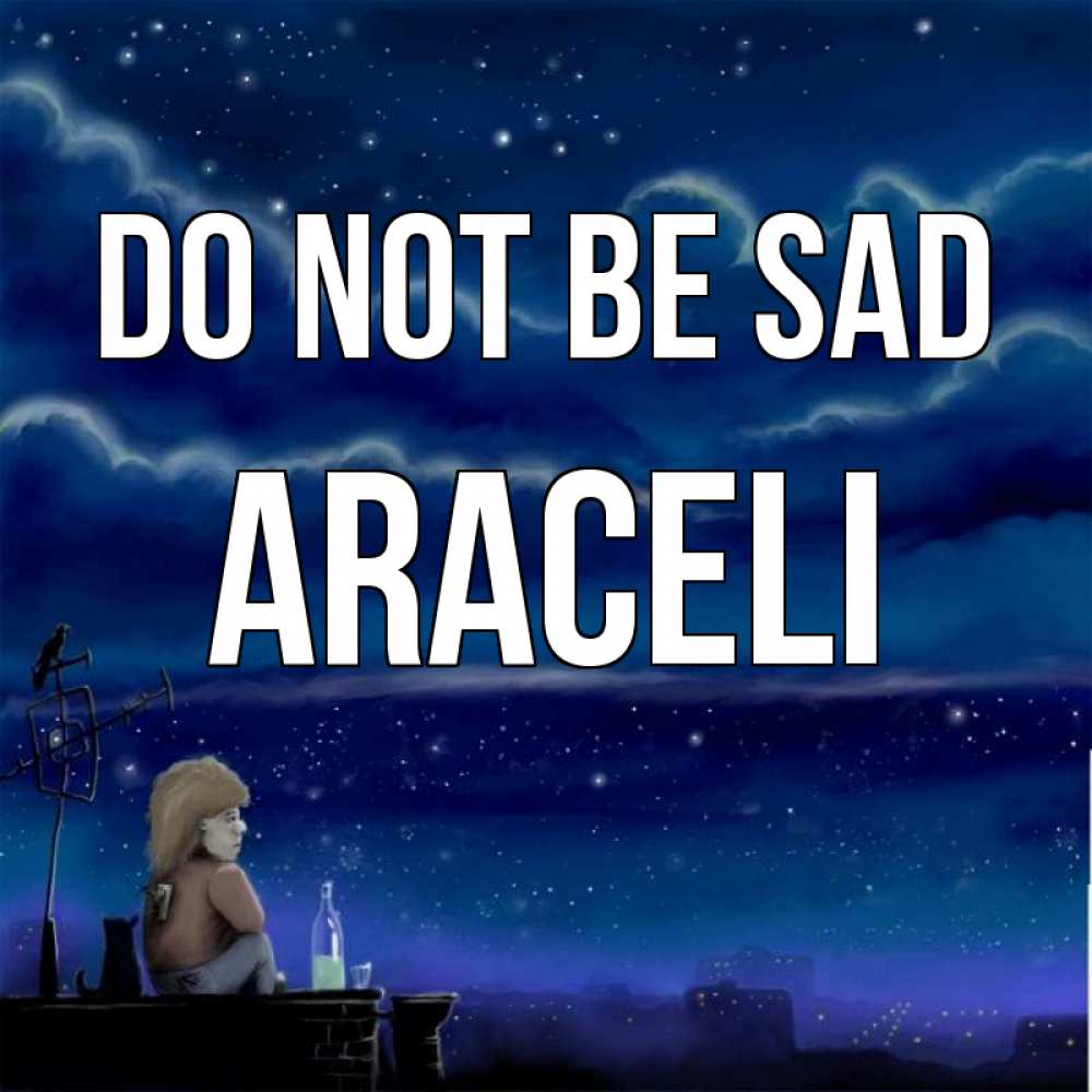 Greetings card с именем, Araceli Do not be sad город с крыши Greetings with text for free download 
