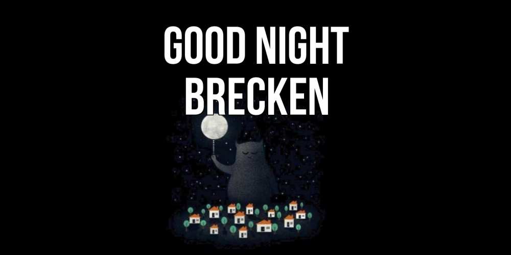Greetings card с именем, Brecken Good night кот,луна, ночь, звезды Greetings with text for free download 