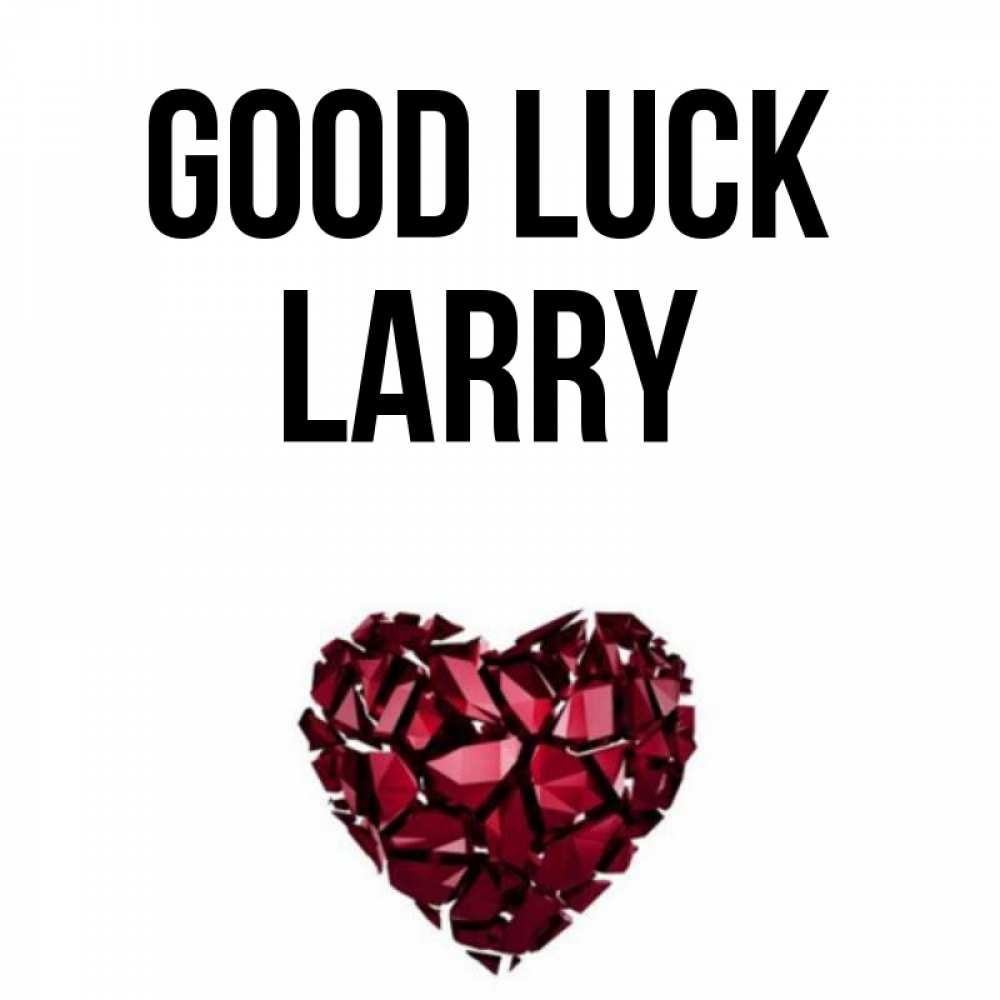 Greetings card с именем, Larry Good luck бордовое из кристаллов  1 Greetings with text for free download 