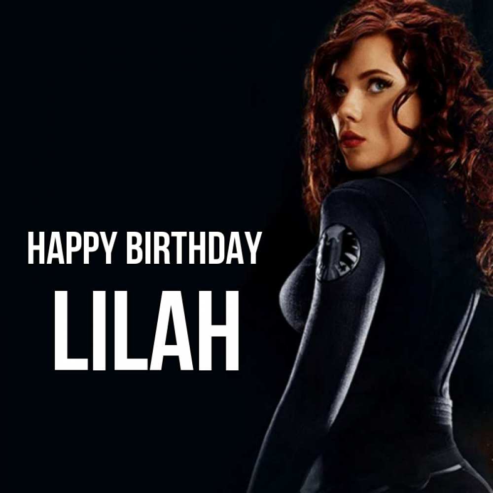 Greetings card с именем, Lilah Happy Birthday Марвел черная вдова Greetings with text for free download 