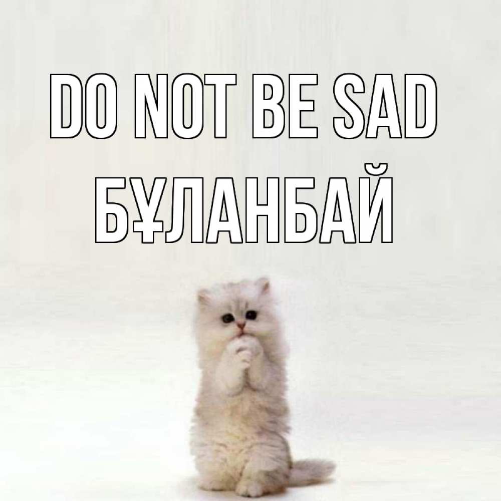 Greetings card с именем, Бұланбай Do not be sad грустный кот Greetings with text for free download 