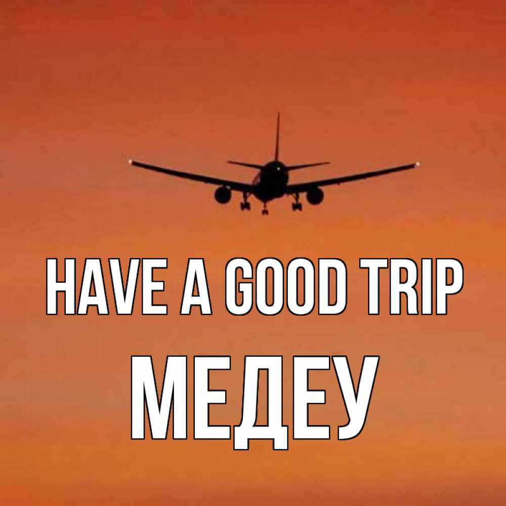 Greetings card с именем, МЕДЕУ Have a good trip силуэт самолета Greetings with text for free download 