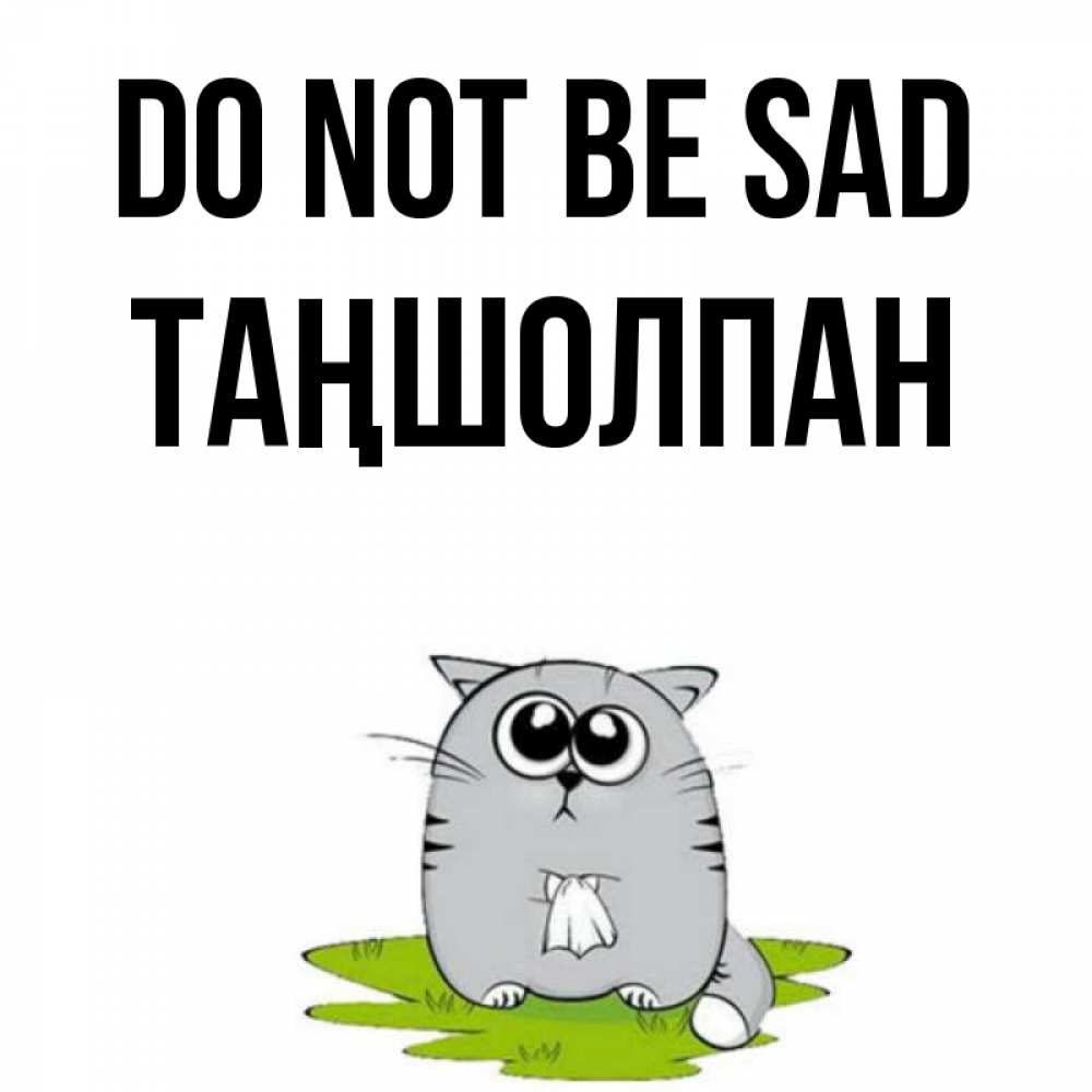 Greetings card с именем, ТАҢШОЛПАН Do not be sad грустный котяра Greetings with text for free download 