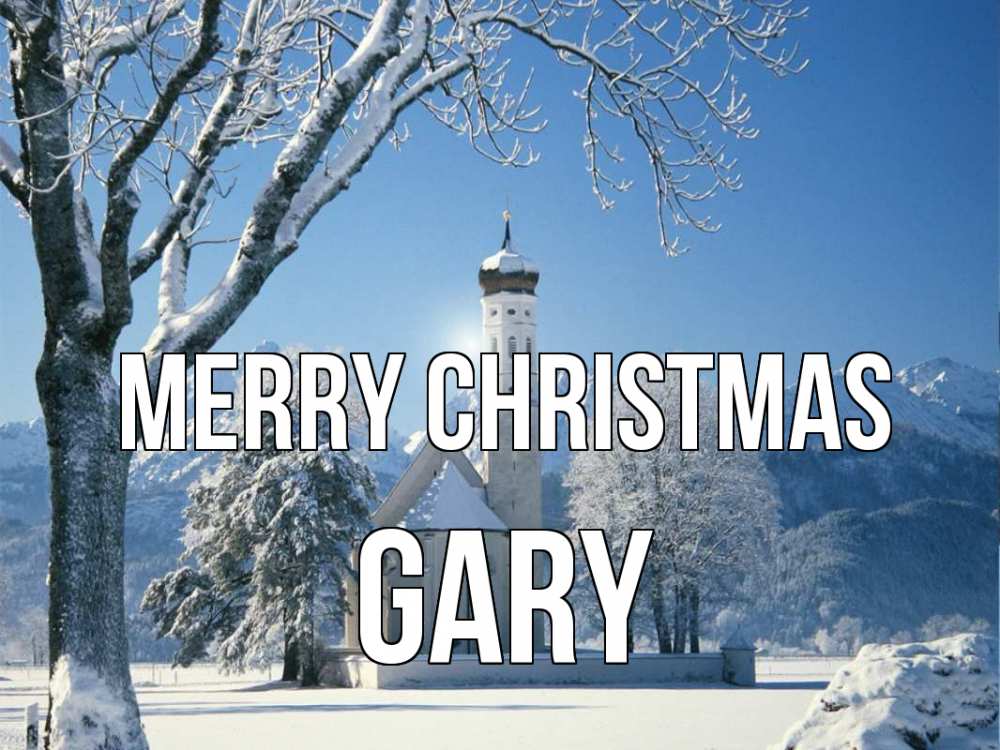 Greetings card с именем, Gary Merry Christmas зима, храм, костел Greetings with text for free download 