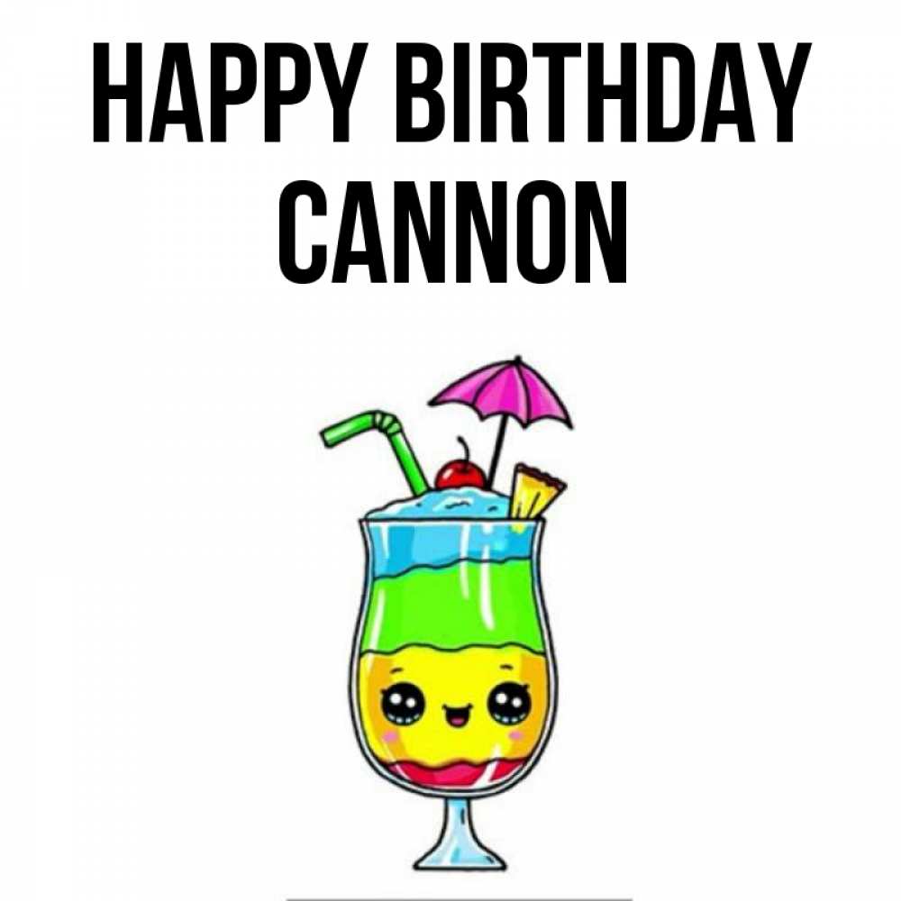 Greetings card с именем, Cannon Happy Birthday с зонтиком Greetings with text for free download 
