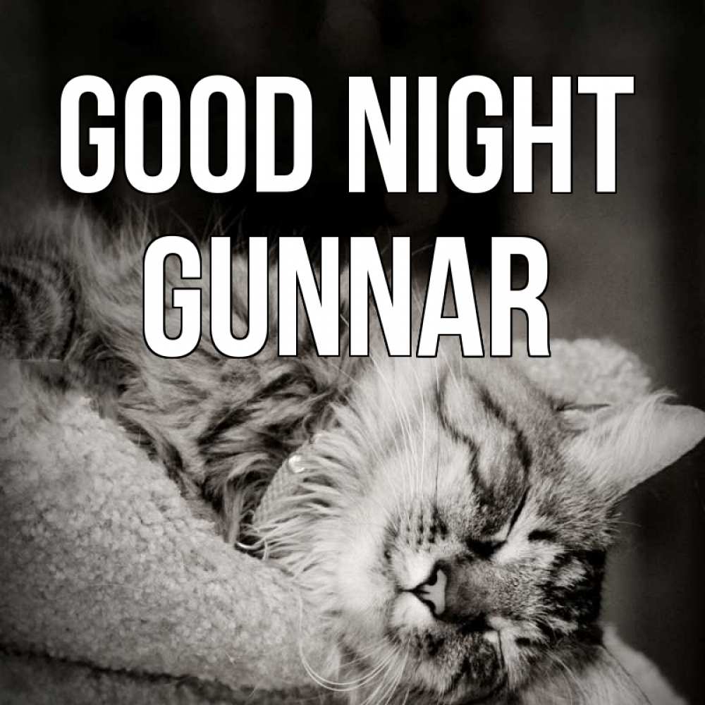 Greetings card с именем, Gunnar Good night котярик пушистый Greetings with text for free download 
