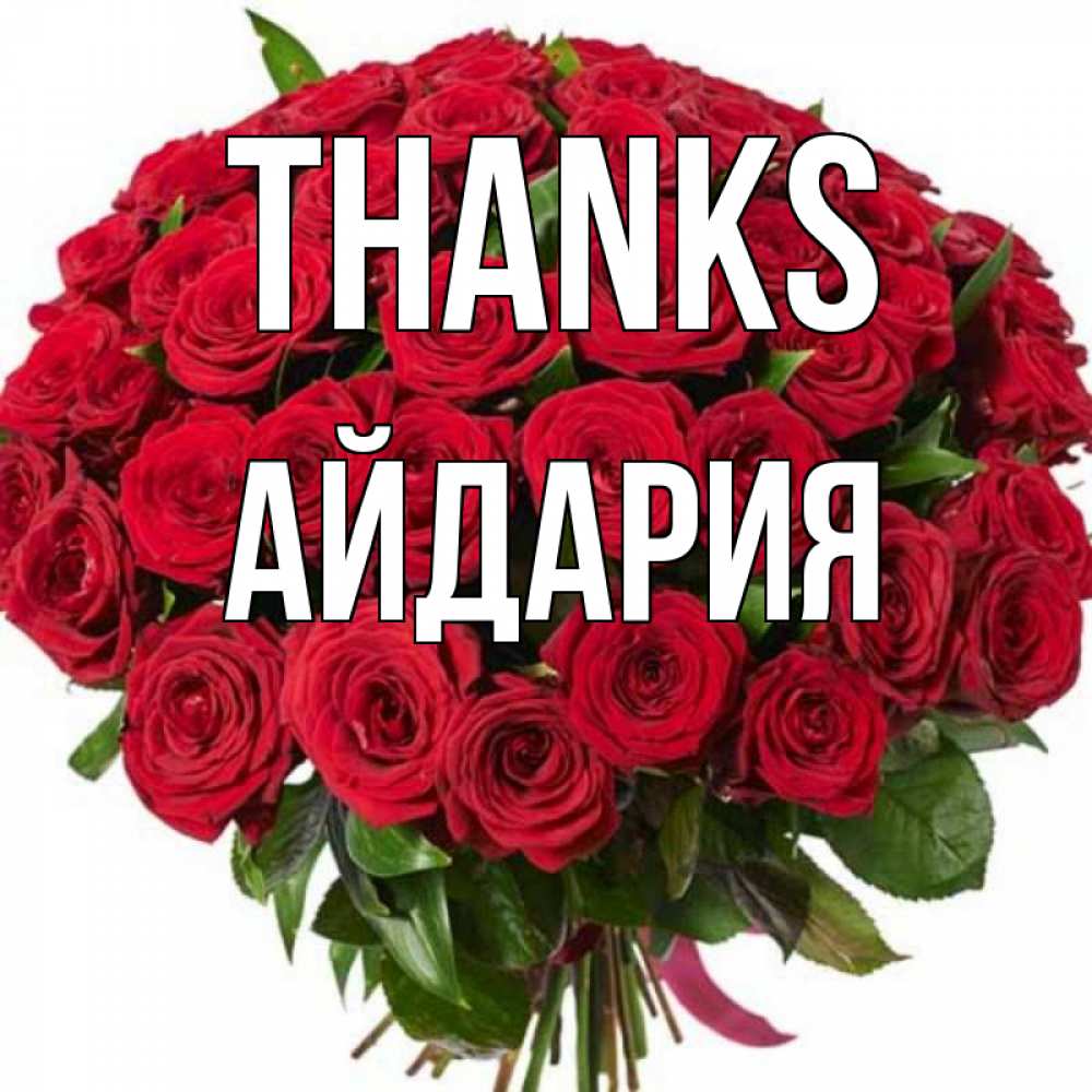 Greetings card с именем, АЙДАРИЯ Thanks букет красных роз Greetings with text for free download 