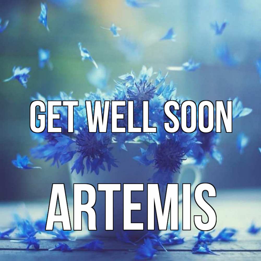 Greetings card с именем, Artemis Get well soon кружка с зельем и цветами Greetings with text for free download 