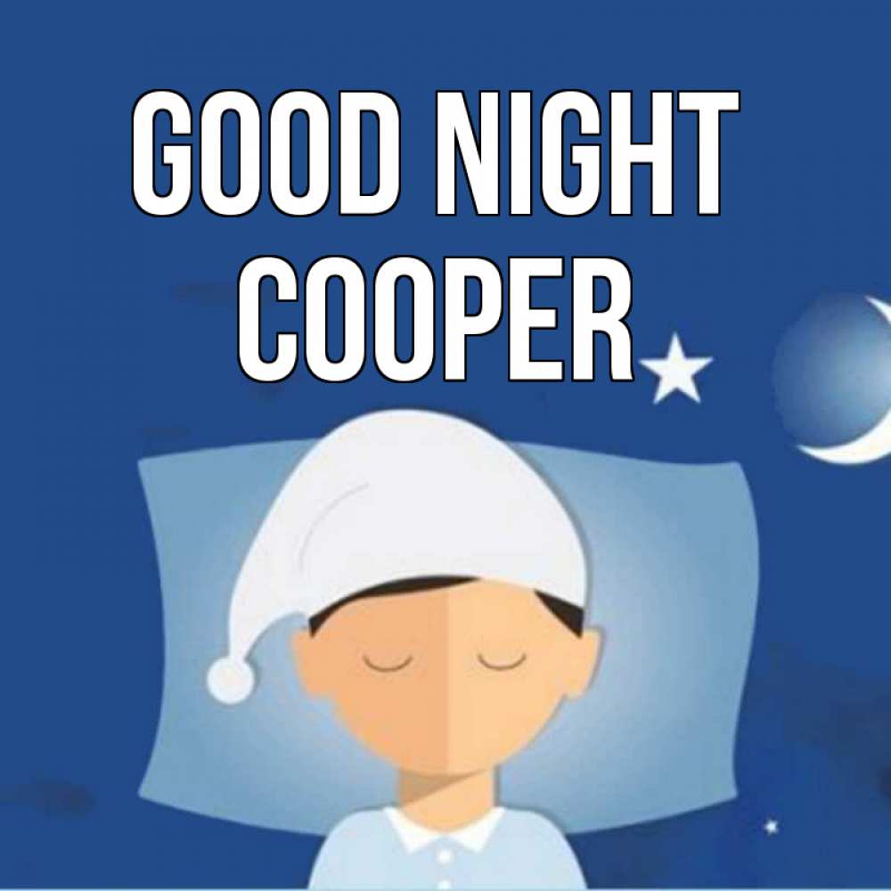 Greetings card с именем, Cooper Good night подушка и шапочка Greetings with text for free download 