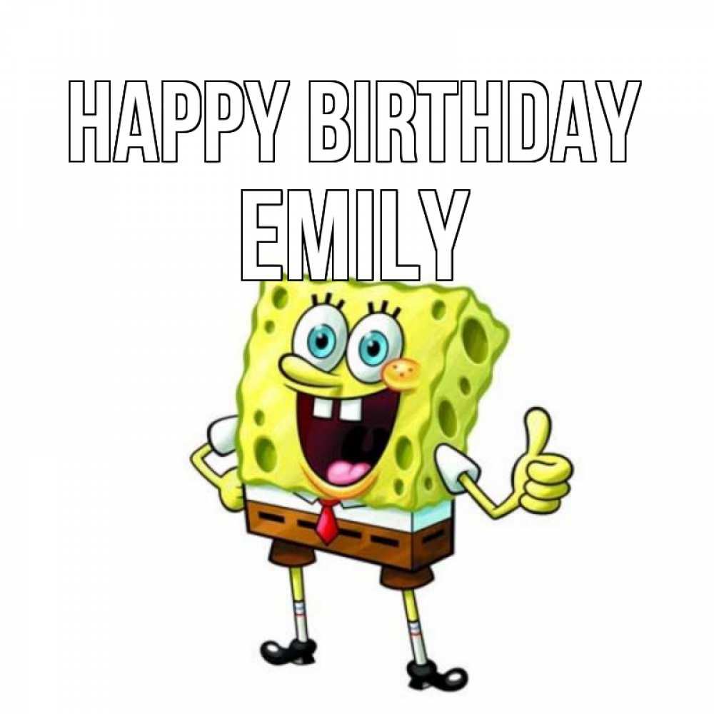 Greetings card с именем, Emily Happy Birthday герои мультфильмов Greetings with text for free download 
