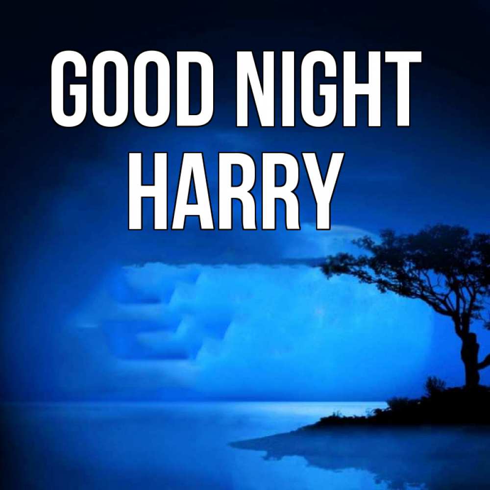 Greetings card с именем, Harry Good night ночное побережье Greetings with text for free download 