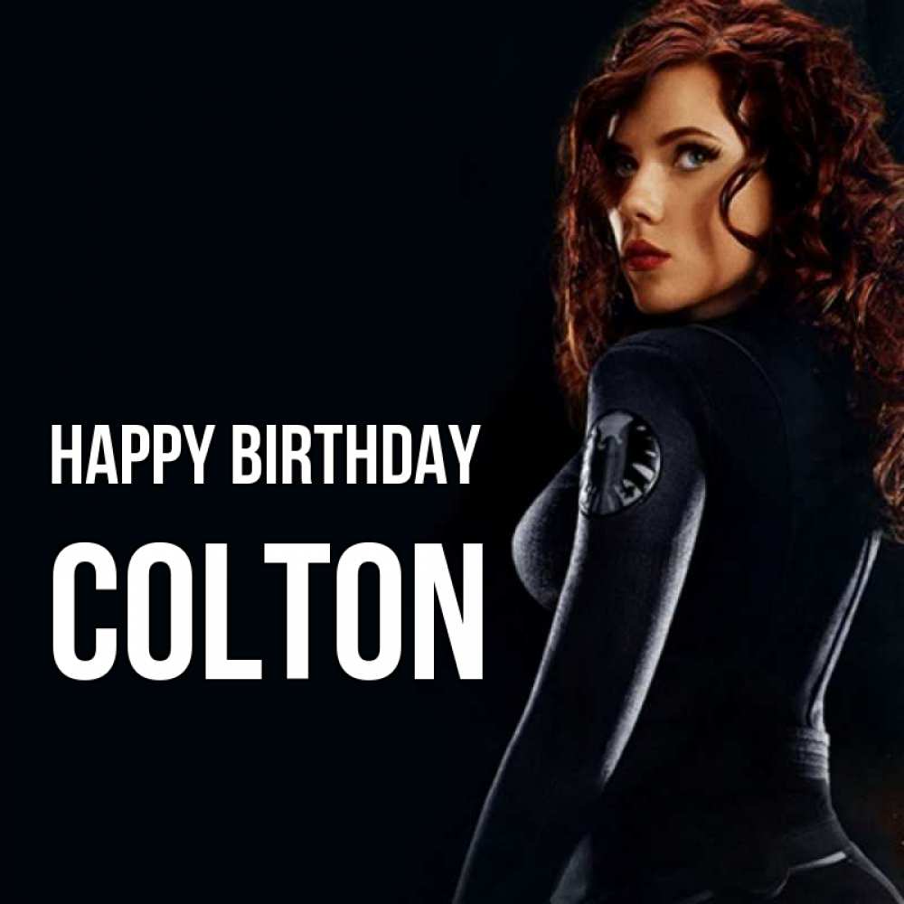 Greetings card с именем, Colton Happy Birthday Марвел черная вдова Greetings with text for free download 