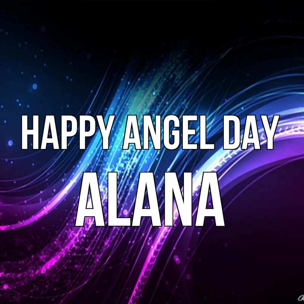 Greetings card с именем, Alana happy angel day фиолетовый фон Greetings with text for free download 