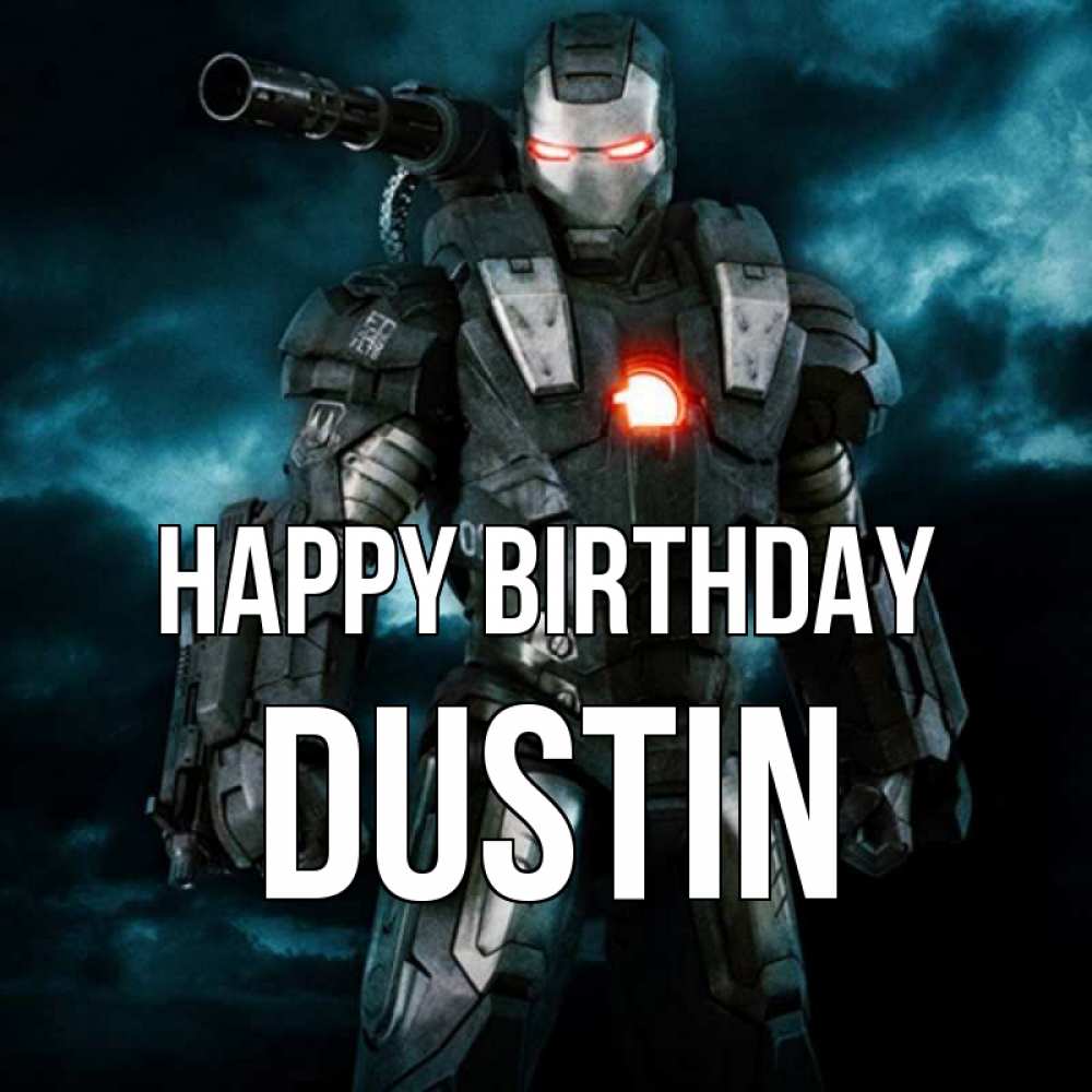 Greetings card с именем, Dustin Happy Birthday марвел супергерой в новом костюме Greetings with text for free download 